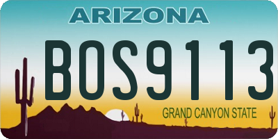AZ license plate BOS9113