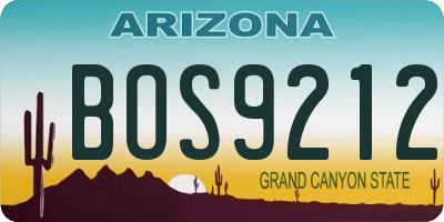 AZ license plate BOS9212