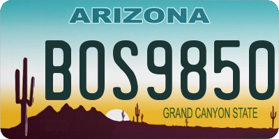 AZ license plate BOS9850