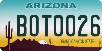 AZ license plate BOT0026