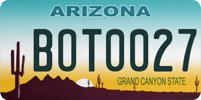 AZ license plate BOT0027