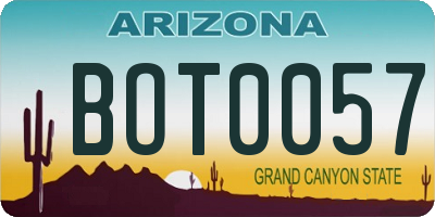 AZ license plate BOT0057