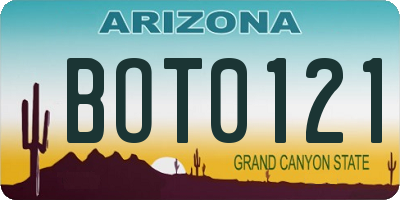 AZ license plate BOT0121