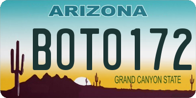 AZ license plate BOT0172