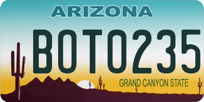 AZ license plate BOT0235