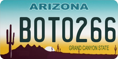 AZ license plate BOT0266