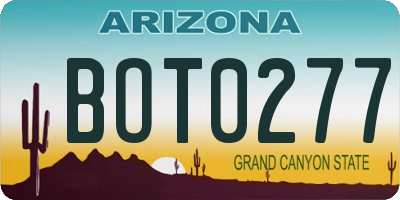 AZ license plate BOT0277