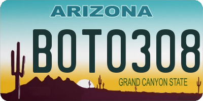 AZ license plate BOT0308