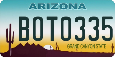 AZ license plate BOT0335