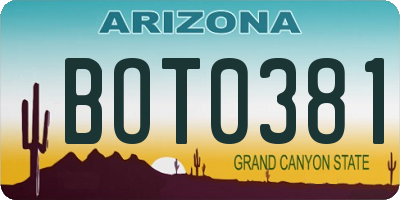 AZ license plate BOT0381