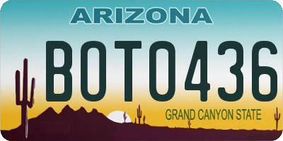 AZ license plate BOT0436