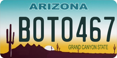 AZ license plate BOT0467