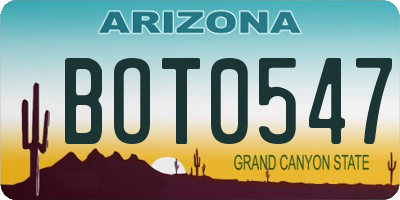 AZ license plate BOT0547