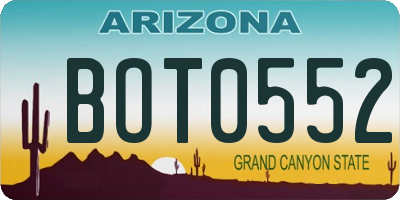 AZ license plate BOT0552