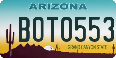 AZ license plate BOT0553