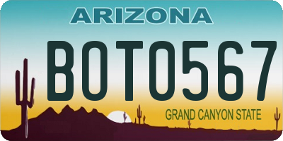 AZ license plate BOT0567