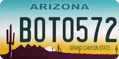 AZ license plate BOT0572