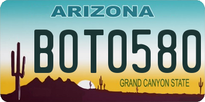 AZ license plate BOT0580