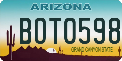 AZ license plate BOT0598