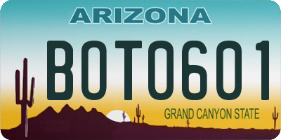 AZ license plate BOT0601
