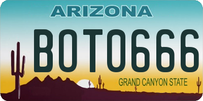 AZ license plate BOT0666