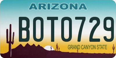 AZ license plate BOT0729