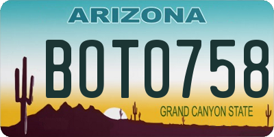 AZ license plate BOT0758