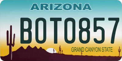 AZ license plate BOT0857