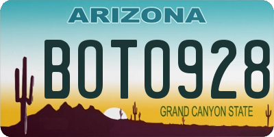 AZ license plate BOT0928