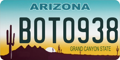 AZ license plate BOT0938