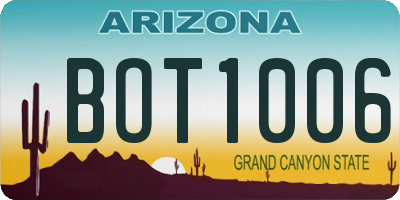 AZ license plate BOT1006
