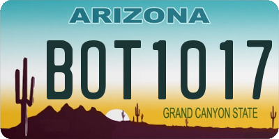 AZ license plate BOT1017