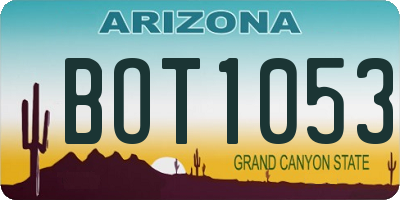 AZ license plate BOT1053