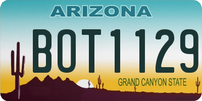 AZ license plate BOT1129