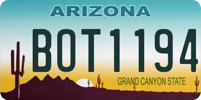 AZ license plate BOT1194