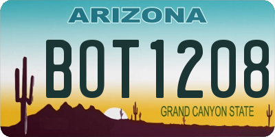 AZ license plate BOT1208