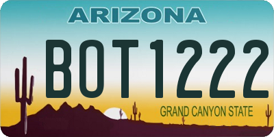 AZ license plate BOT1222