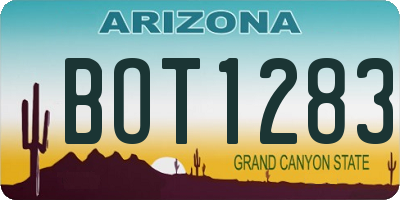 AZ license plate BOT1283