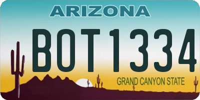 AZ license plate BOT1334