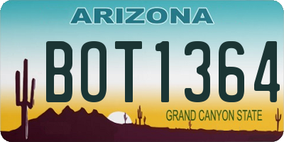 AZ license plate BOT1364