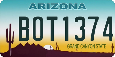 AZ license plate BOT1374