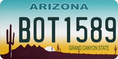 AZ license plate BOT1589