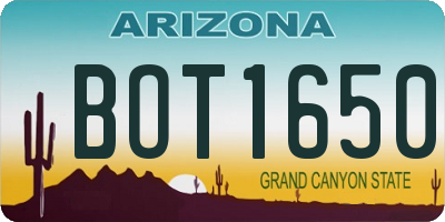 AZ license plate BOT1650
