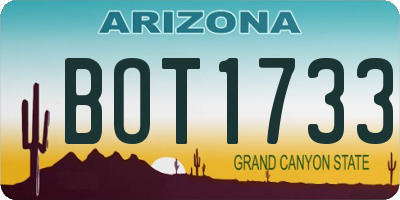 AZ license plate BOT1733