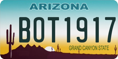 AZ license plate BOT1917