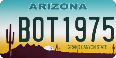 AZ license plate BOT1975