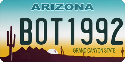 AZ license plate BOT1992