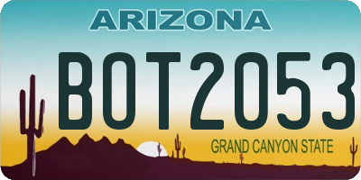 AZ license plate BOT2053