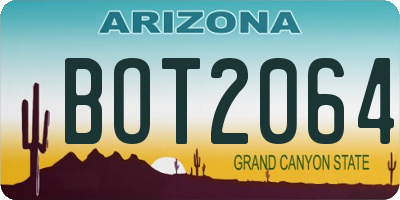 AZ license plate BOT2064