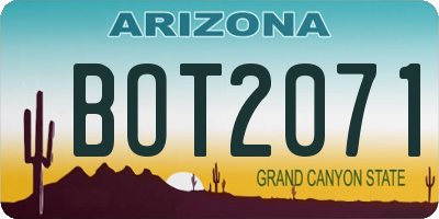 AZ license plate BOT2071